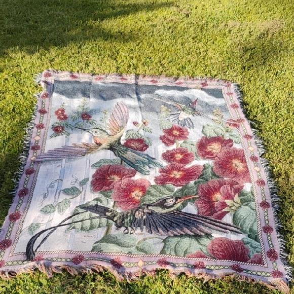 Floral and Bird Tapestry Blanket - Picture 1 of 16